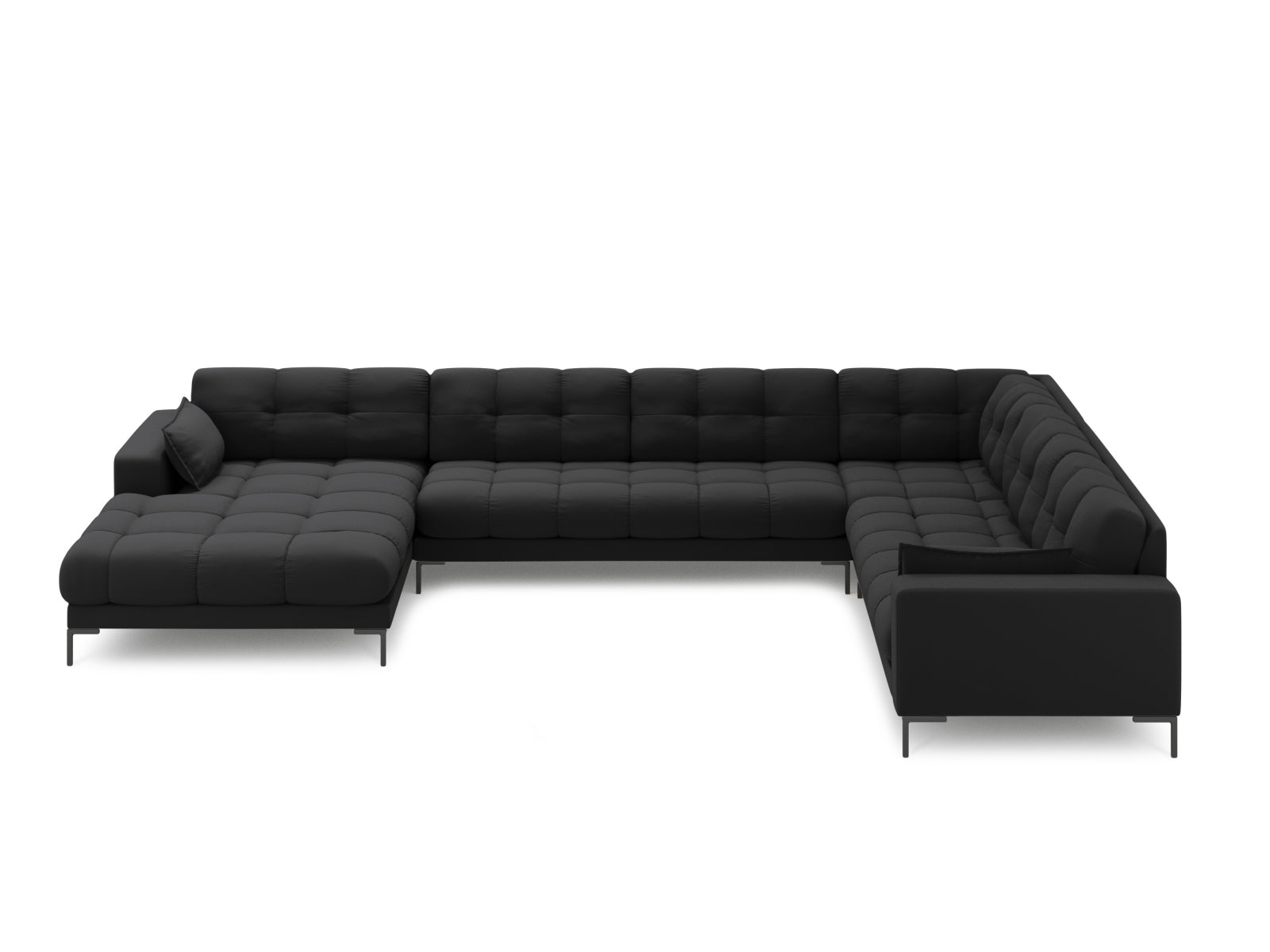 Elegantes Mamaia Panoramic Ecksofa rechts, 7 Sitzer in stilvollem Dunkelgrau/Schwarz, ideal für moderne Wohnräume.