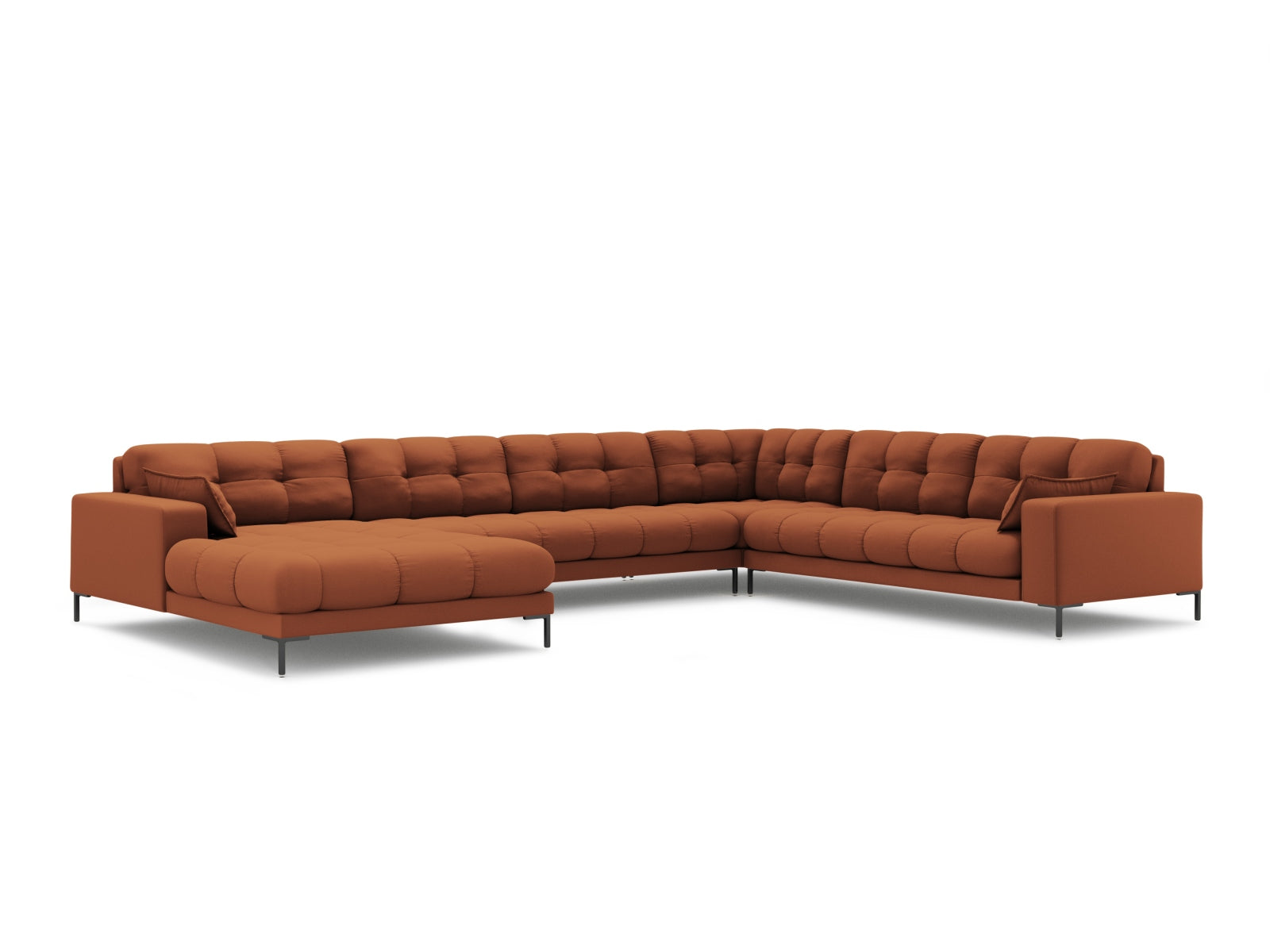 Mamaia Panoramic Ecksofa rechts 7 Sitzer in Brick/Schwarz-Neve präsentiert im Onlineshop von KAQTU Design AG. Ecksofa rechts ist von Micadoni