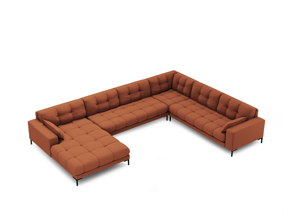 Mamaia Panoramic Ecksofa rechts 7 Sitzer in Brick/Schwarz-Neve präsentiert im Onlineshop von KAQTU Design AG. Ecksofa rechts ist von Micadoni