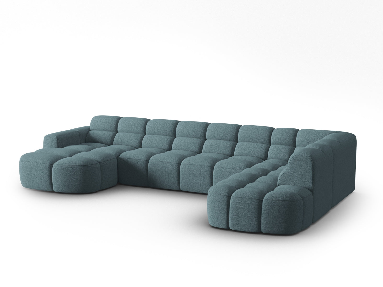 Erleben Sie das stilvolle Lisa Panoramic Ecksofa rechts 7 Sitzer von Micadoni. Luxuriöser Velours, viel Platz und zeitgemässes Design für Ihr Zuhause.