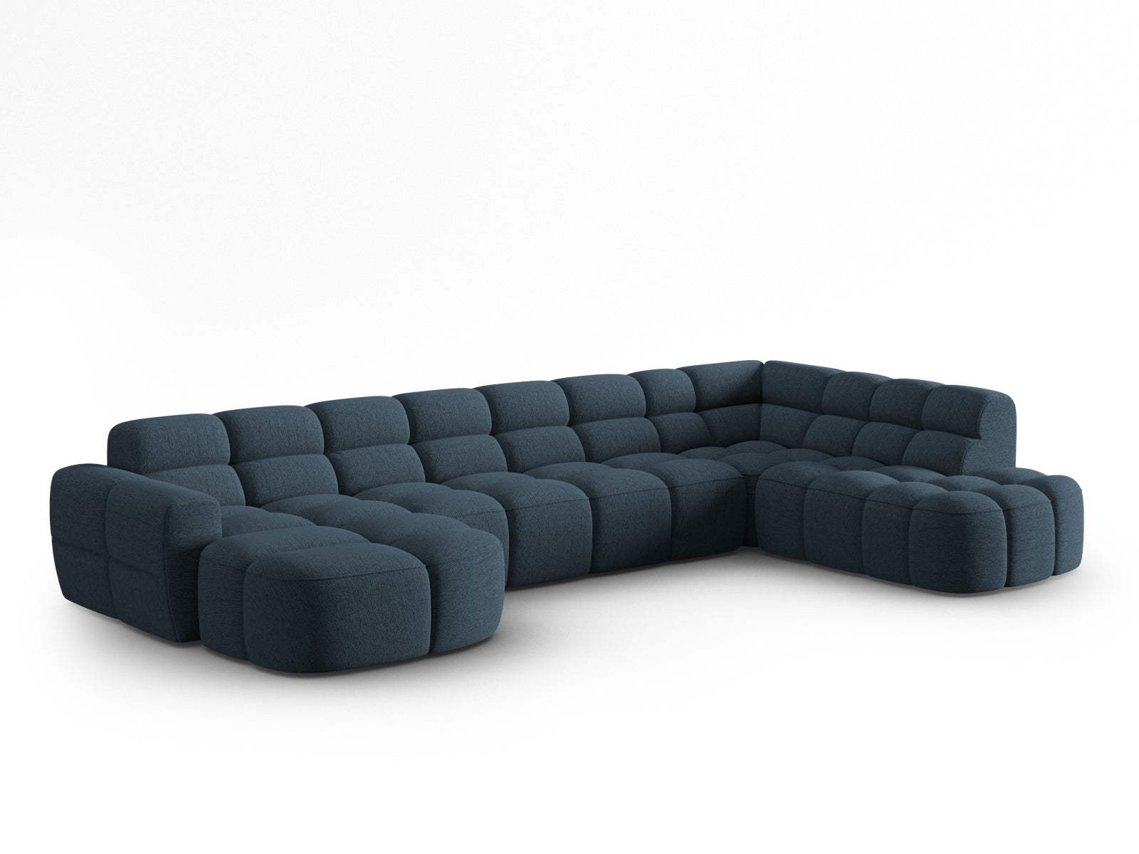 Erleben Sie das stilvolle Lisa Panoramic Ecksofa rechts 7 Sitzer von Micadoni. Luxuriöser Velours, viel Platz und zeitgemässes Design für Ihr Zuhause.