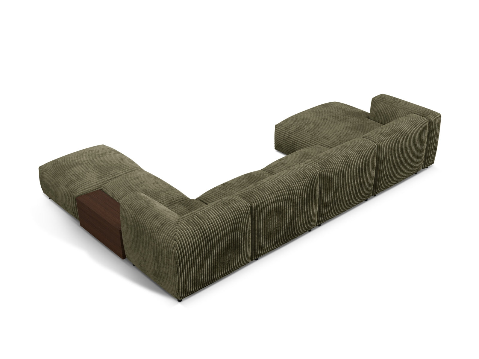 Modernes, modulares Ecksofa Martina in Moss Green-Tilia, perfekt für gemütliche Wohnzimmer. 5-Sitzer von Micadoni für stilvolle Entspannung.