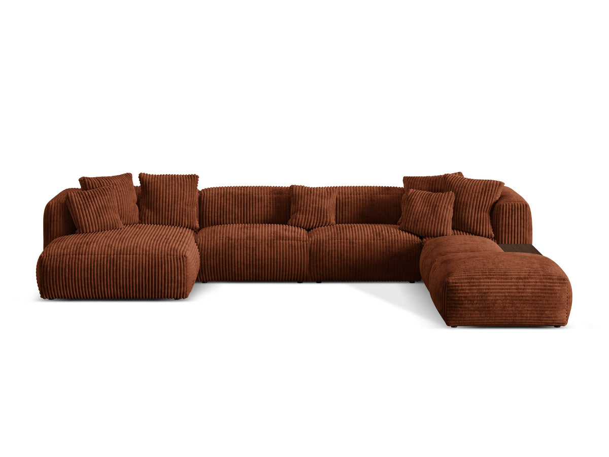 Martina Modulares Panoramic Ecksofa rechts 5 Sitzer in Brick-Tilia präsentiert im Onlineshop von KAQTU Design AG. Ecksofa ist von Micadoni