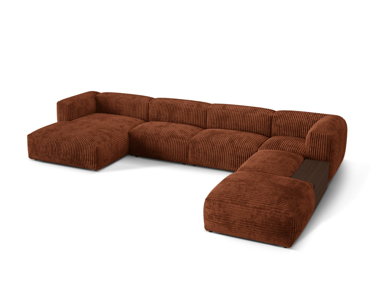 Elegantes Martina Panoramic Ecksofa rechts, 5-Sitzer in Brick-Tilia, ideal für stilvolle Wohnräume. Hochwertige Verarbeitung von Micadoni.
