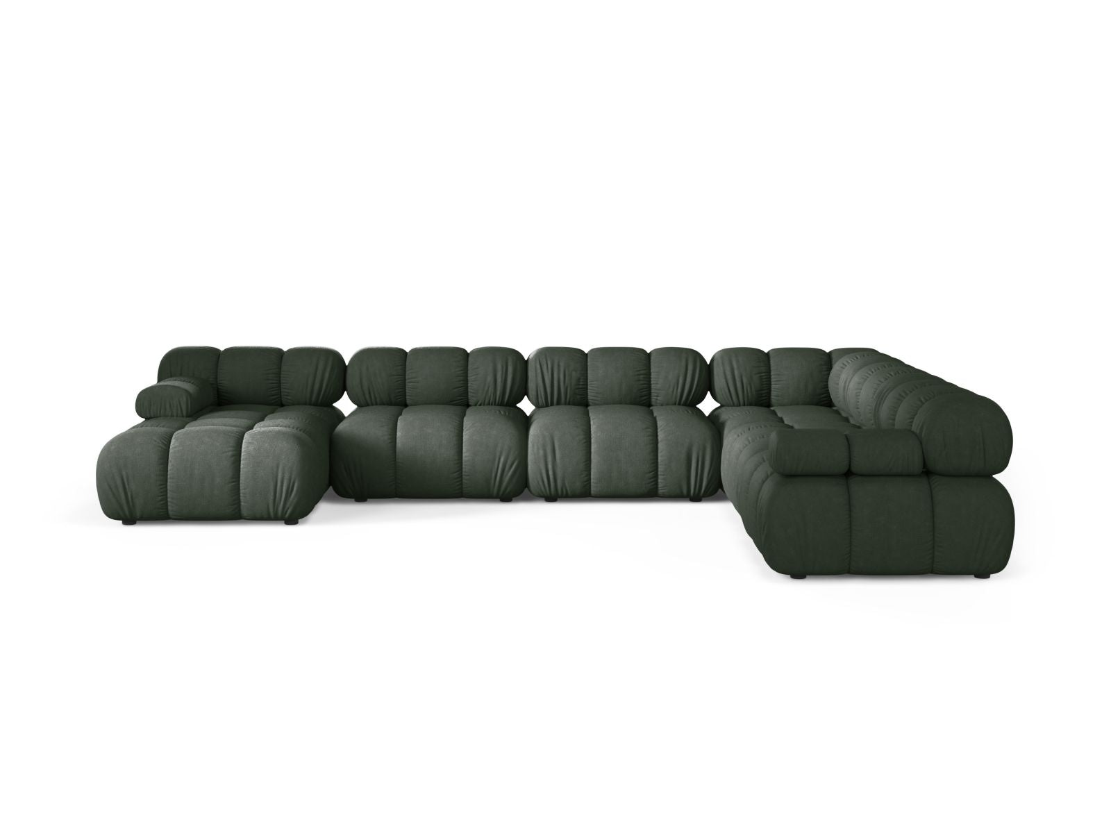 Elegantes 8-Sitzer Bellis Modular Ecksofa Panoramic rechts in stilvollem Moss Green-Liberty, ideal für moderne Wohnräume.