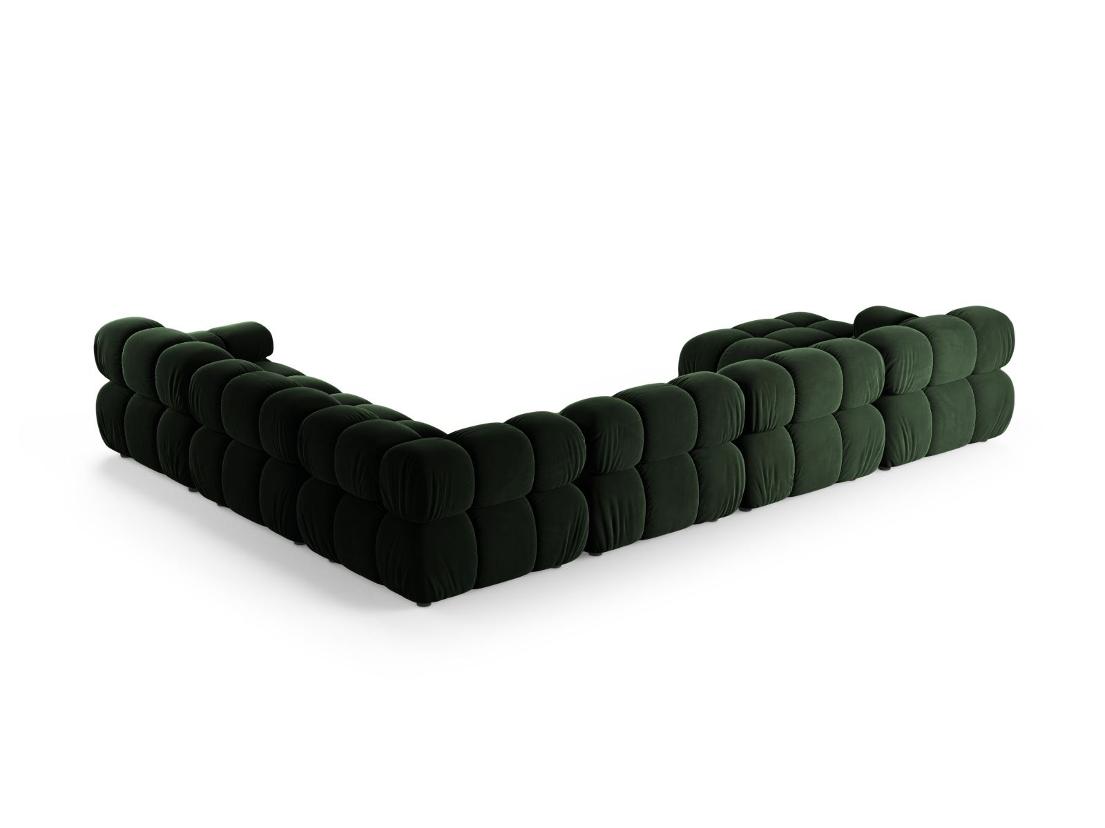 Geräumiges 8-Sitzer Ecksofa Panoramic rechts Bellis in tiefem Flaschengrün, perfekt für gemütliche Zusammenkünfte und modernes Wohndesign.