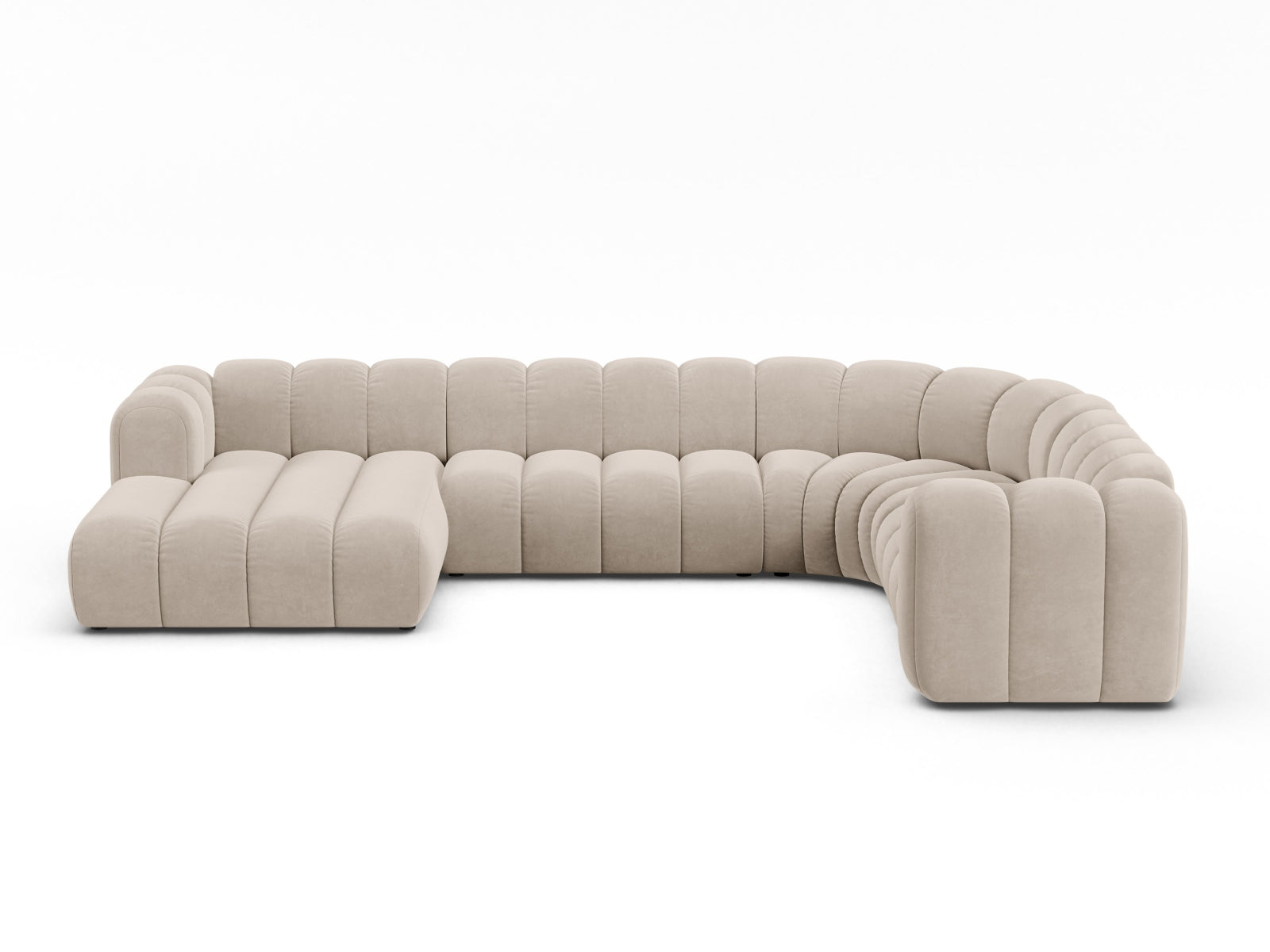 Lupine Velour Modular Panoramic Ecksofa rechts 6 Sitzer in Beige-Salvador präsentiert im Onlineshop von KAQTU Design AG. Ecksofa rechts ist von Micadoni