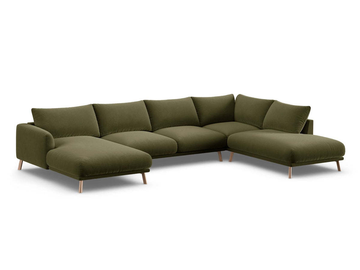 6-Sitzer Panoramic Ecksofa rechts Naomi in Green-Salvador präsentiert im Onlineshop von KAQTU Design AG. Ecksofa rechts ist von Micadoni