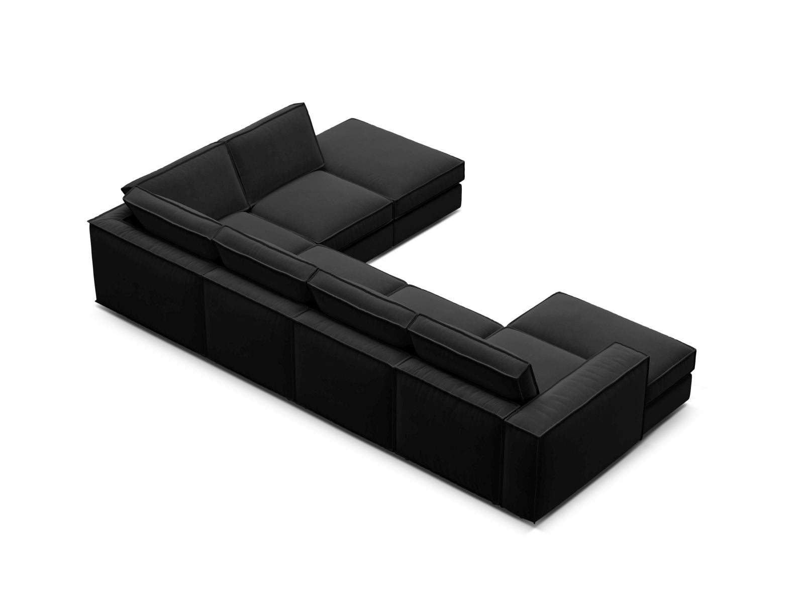 Stylisches 5-Sitzer Ecksofa Panoramic rechts in edlem Schwarz, perfekt für gemütliche Abende und stilvolle Einrichtung von Micadoni.