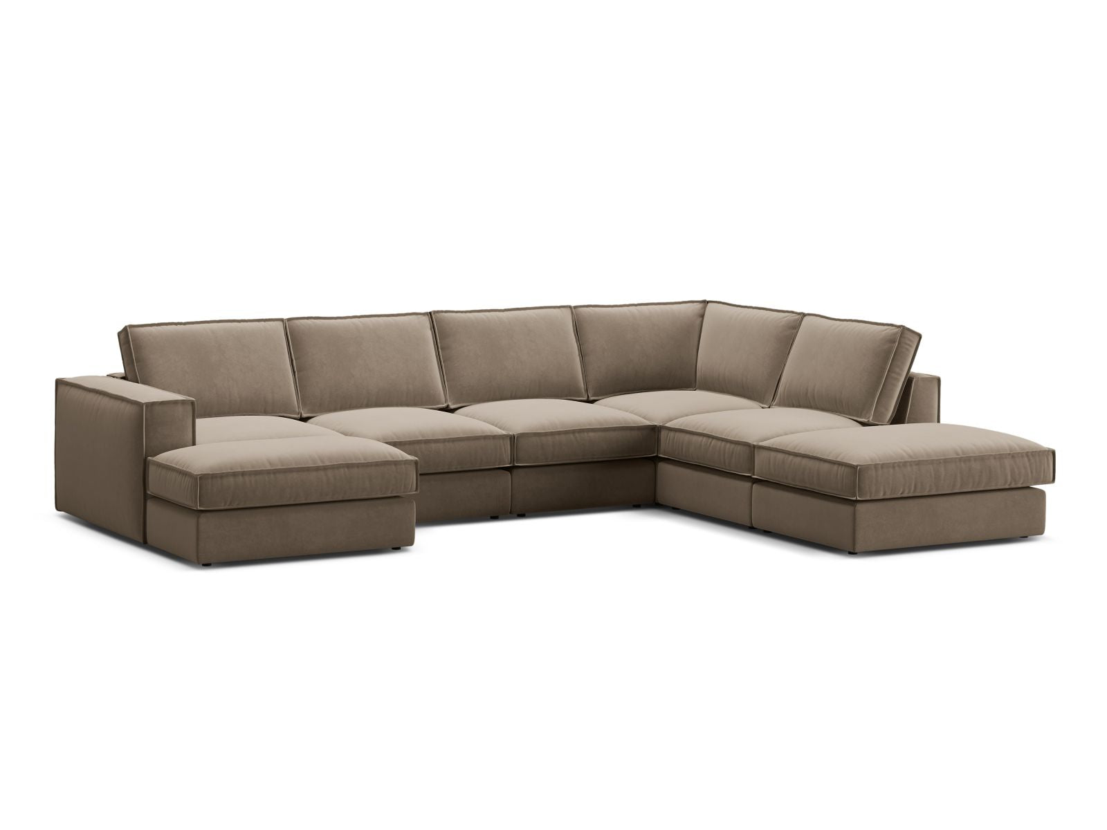 Elegantes 5-Sitzer Ecksofa Panoramic rechts in Grey Brown-Salvador von Micadoni, ideal für stilvolle Wohnräume.