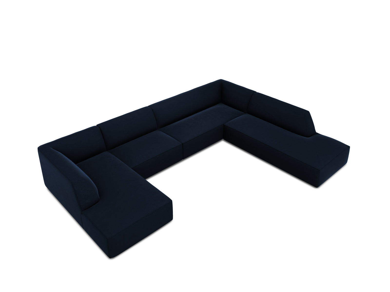 Stilvolles 7-sitziges Ecksofa in edlem Ruby Velours, perfekt für gesellige Runden und moderne Wohnkonzepte.
