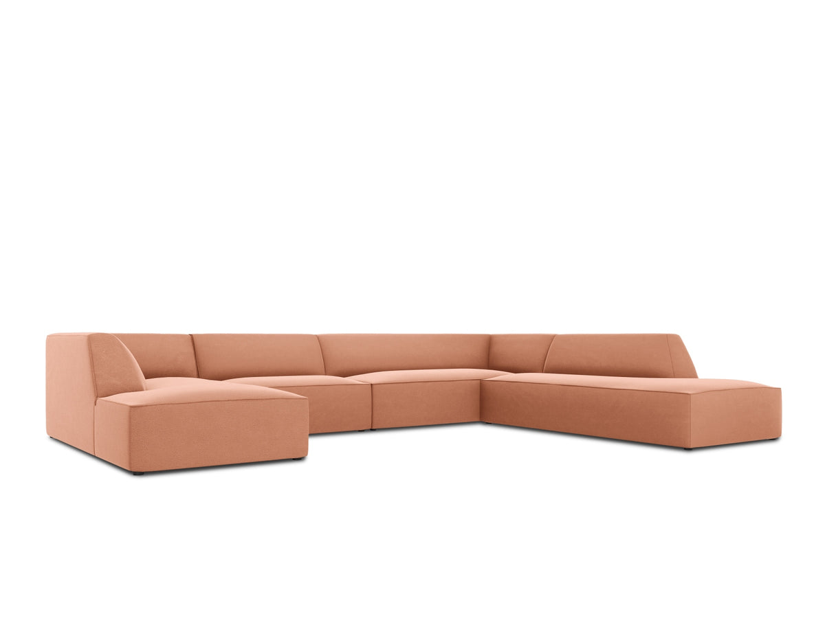 Ruby Velour Panoramic Ecksofa rechts 7 Sitzer in Pink-Salvador präsentiert im Onlineshop von KAQTU Design AG. Ecksofa rechts ist von Micadoni