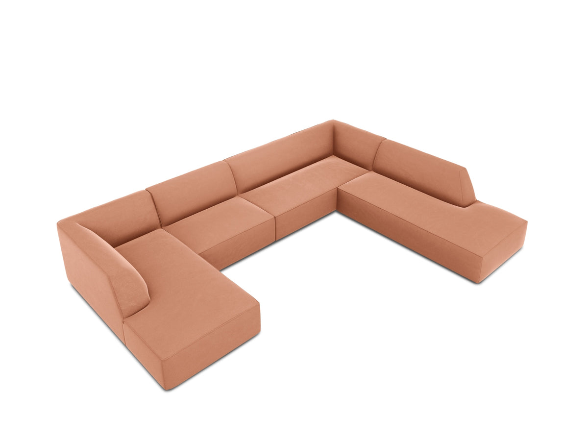 Ruby Velour Panoramic Ecksofa rechts 7 Sitzer in Pink-Salvador präsentiert im Onlineshop von KAQTU Design AG. Ecksofa rechts ist von Micadoni
