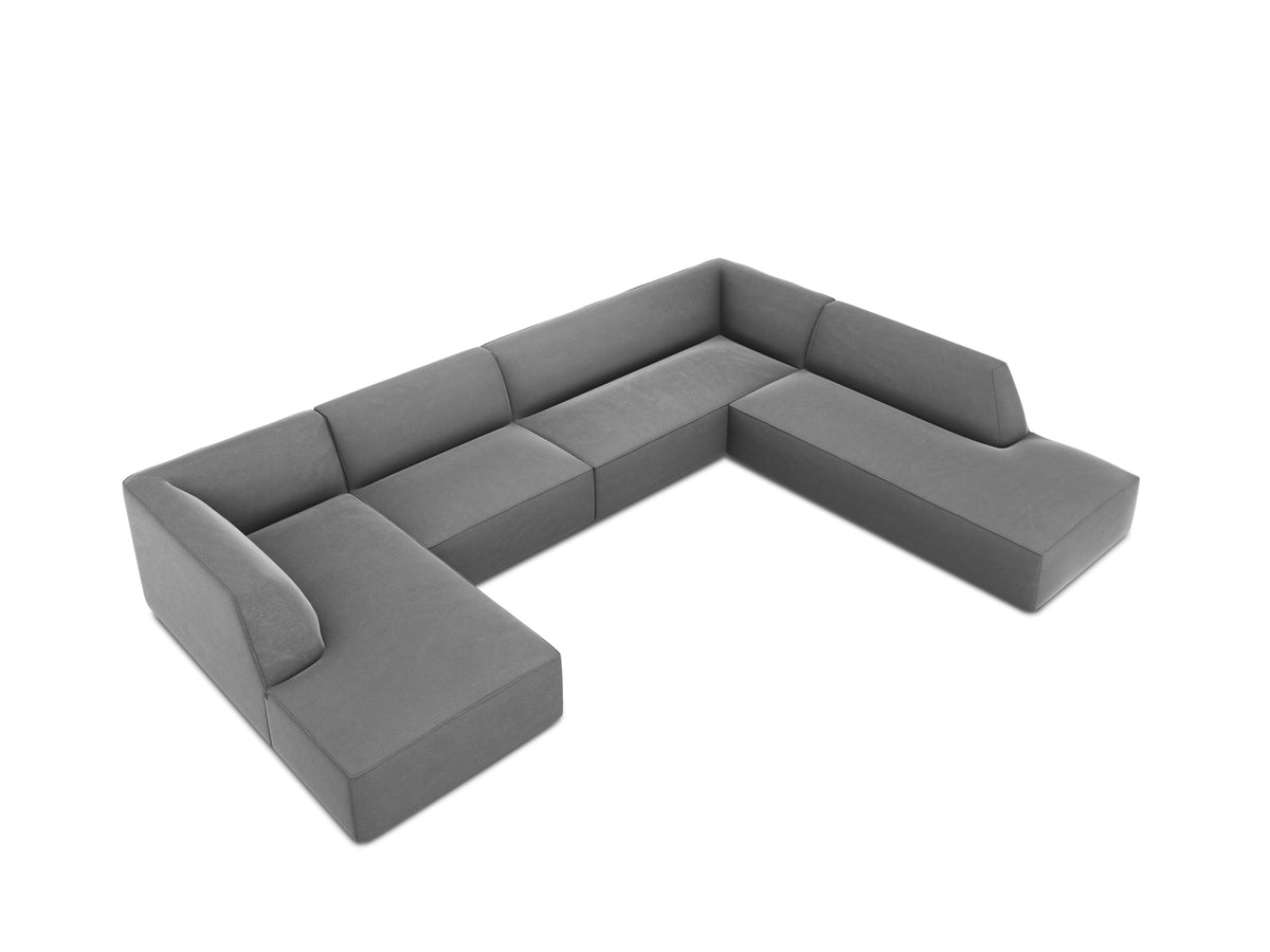 Ruby Velour Panoramic Ecksofa rechts 7 Sitzer in Grey-Salvador präsentiert im Onlineshop von KAQTU Design AG. Ecksofa rechts ist von Micadoni