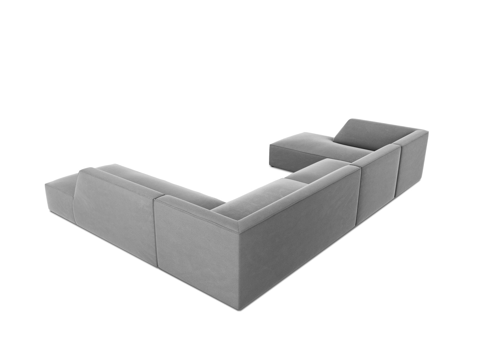 Elegantes 7-Sitzer Ecksofa in hochwertigem Ruby Velours, rechte Variante, ideal für entspannte Stunden und modernes Wohndesign.