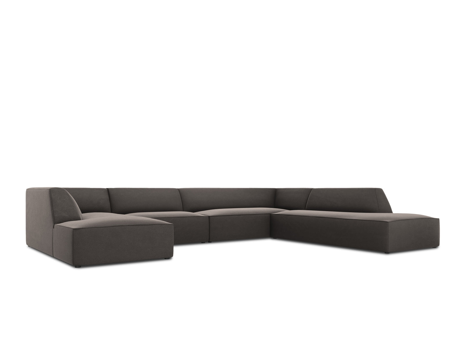 Elegantes 7-Sitzer Ecksofa in edlem Ruby Velour, rechtsseitig, ideal für stilvolle Wohnräume und gemütliche Abende.