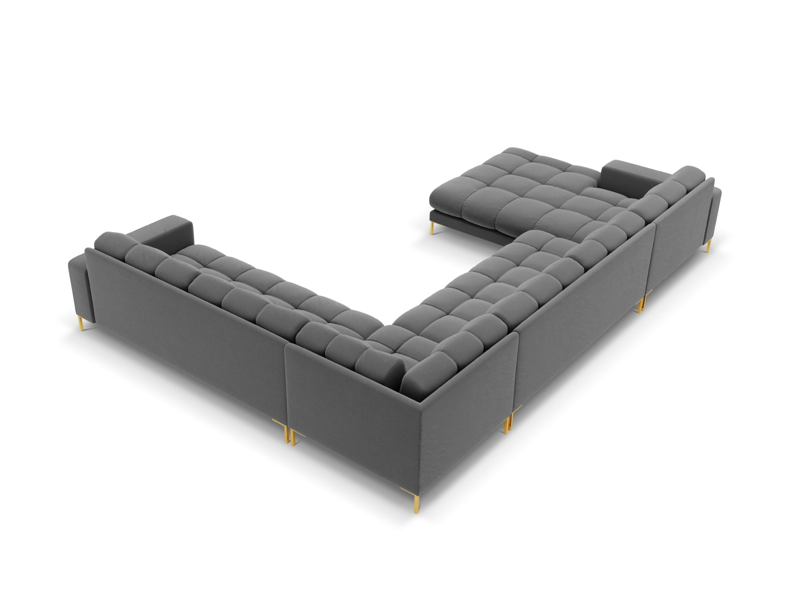Erleben Sie das Mamaia Velour Panoramic Ecksofa rechts – ein luxuriöses 7-Sitzer Sofa von Micadoni, das höchsten Komfort und modernes Design bietet.