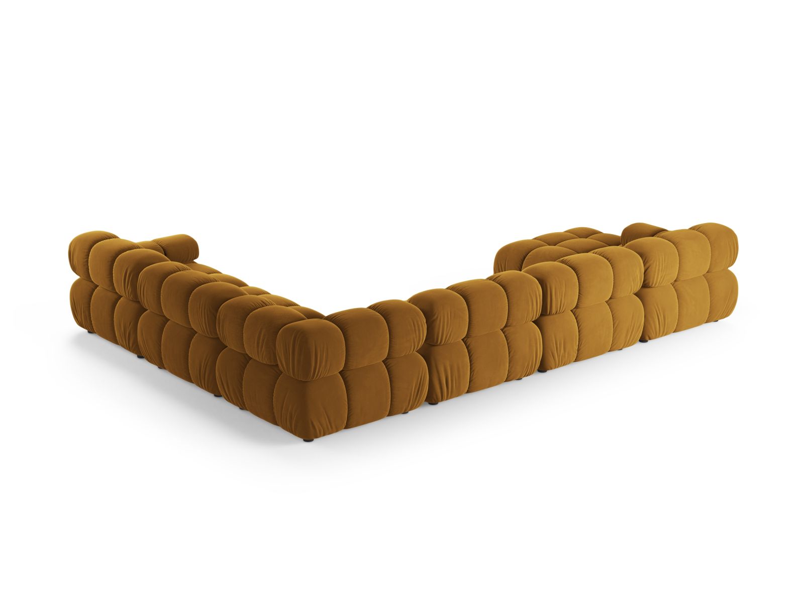 Stilvolles 8-Sitzer Ecksofa Bellis im Panoramic-Design, rechtsseitig, in modernem Gelb-Bluvel, perfekt für zeitgemäße Wohnkonzepte.