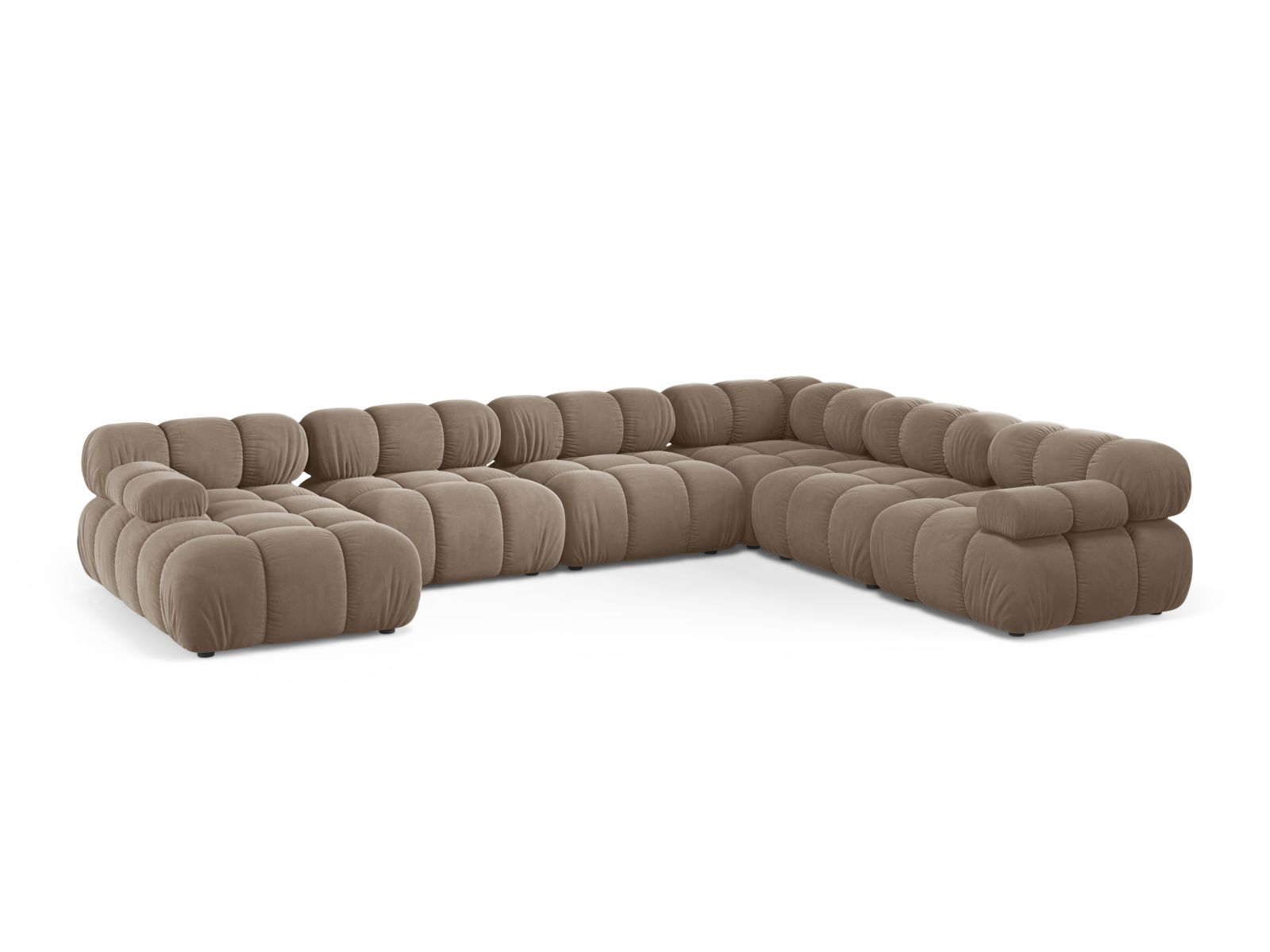 8-Sitzer Bellis Modular Ecksofa Panoramic rechts in Cappuccino-Bluvel präsentiert im Onlineshop von KAQTU Design AG. Ecksofa rechts ist von Micadoni