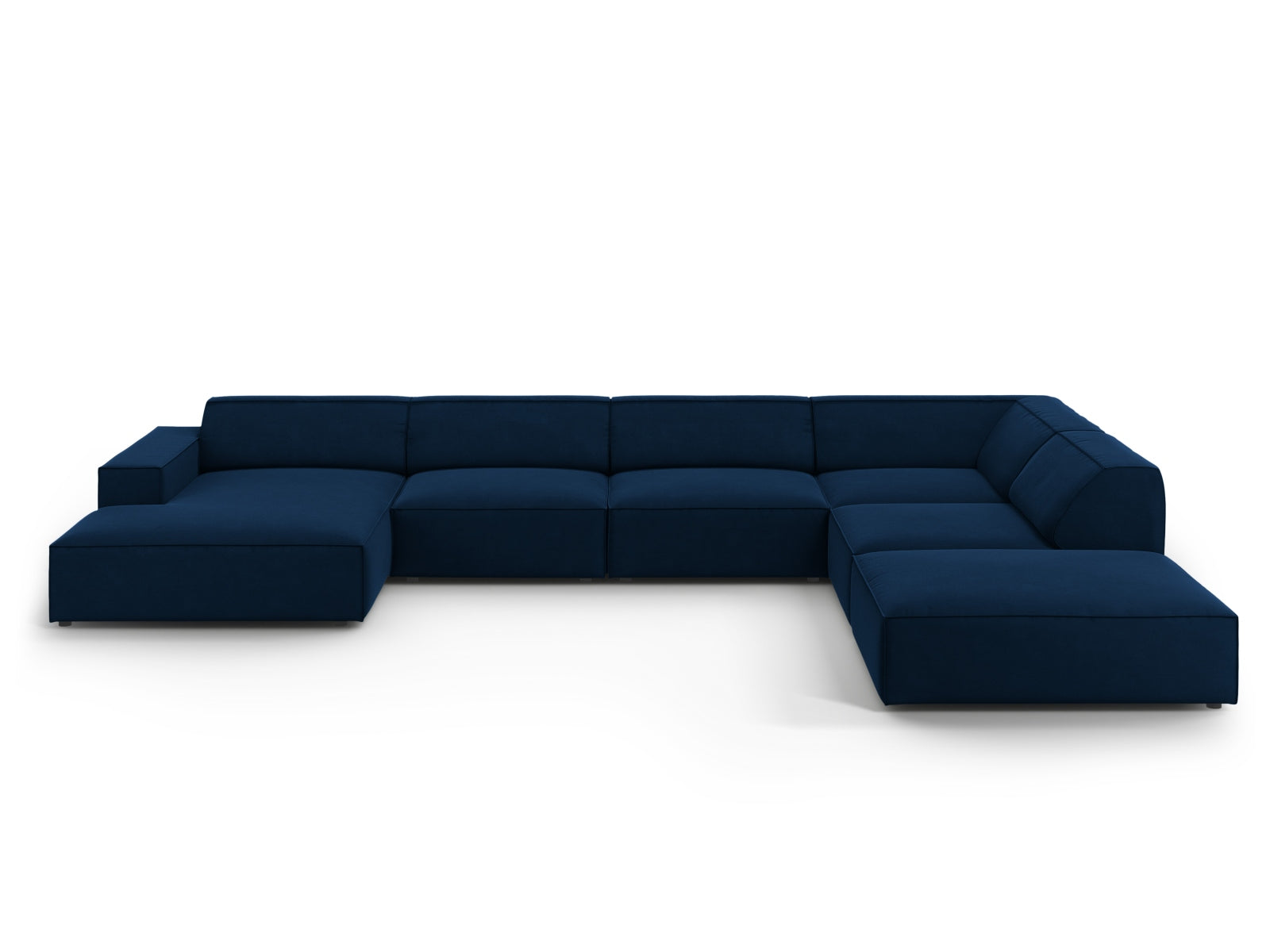 Jodie Velour modulares Panoramic Ecksofa rechts 7 Sitzer in Royal Blue-Bluvel präsentiert im Onlineshop von KAQTU Design AG. Ecksofa rechts ist von Micadoni