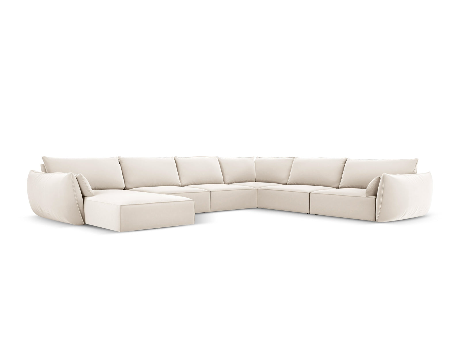 Kaelle Velour Panoramic Ecksofa rechts 8 Sitzer in Light Beige präsentiert im Onlineshop von KAQTU Design AG. Ecksofa rechts ist von Micadoni