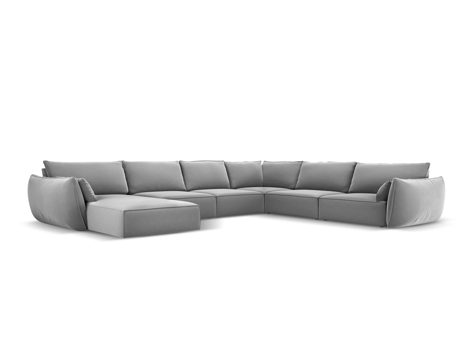 Kaelle Velour Panoramic Ecksofa rechts 8 Sitzer in Grey-Bluvel präsentiert im Onlineshop von KAQTU Design AG. Ecksofa rechts ist von Micadoni
