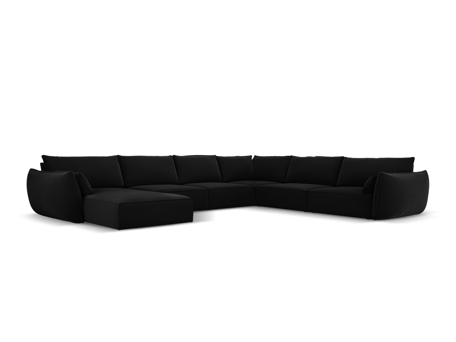 Kaelle Velour Panoramic Ecksofa rechts 8 Sitzer in Black präsentiert im Onlineshop von KAQTU Design AG. Ecksofa rechts ist von Micadoni