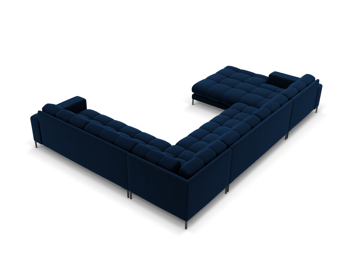 Mamaia Velour Panoramic Ecksofa rechts 7 Sitzer in Royal Blue/Schwarz-Bluvel präsentiert im Onlineshop von KAQTU Design AG. Ecksofa rechts ist von Micadoni