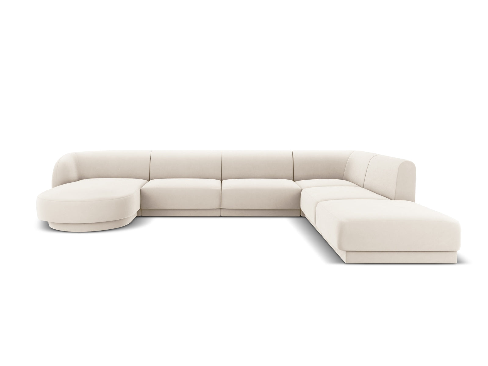 Miley Velour Panoramic Ecksofa rechts 6 Sitzer in Light Beige präsentiert im Onlineshop von KAQTU Design AG. Ecksofa rechts ist von Micadoni