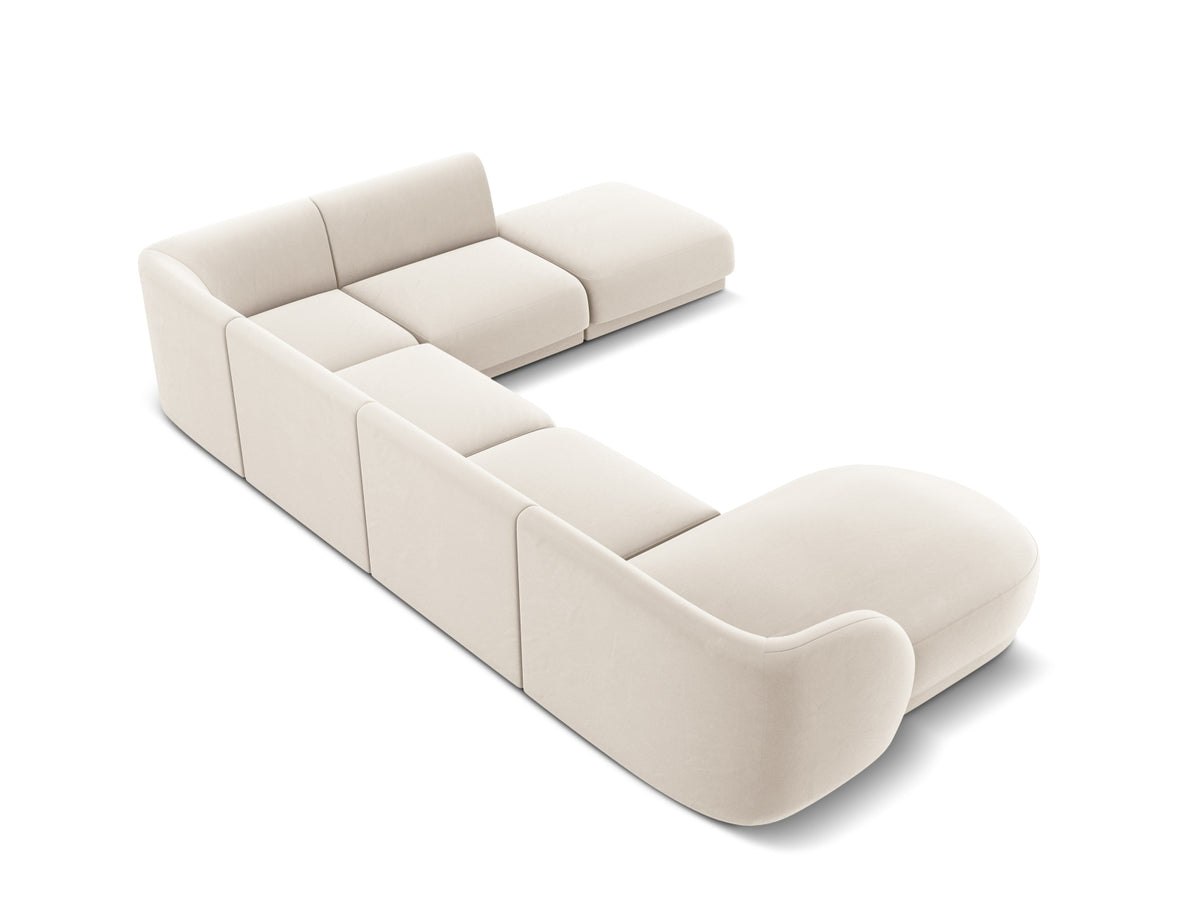 Miley Velour Panoramic Ecksofa rechts 6 Sitzer in Light Beige-Bluvel präsentiert im Onlineshop von KAQTU Design AG. Ecksofa rechts ist von Micadoni