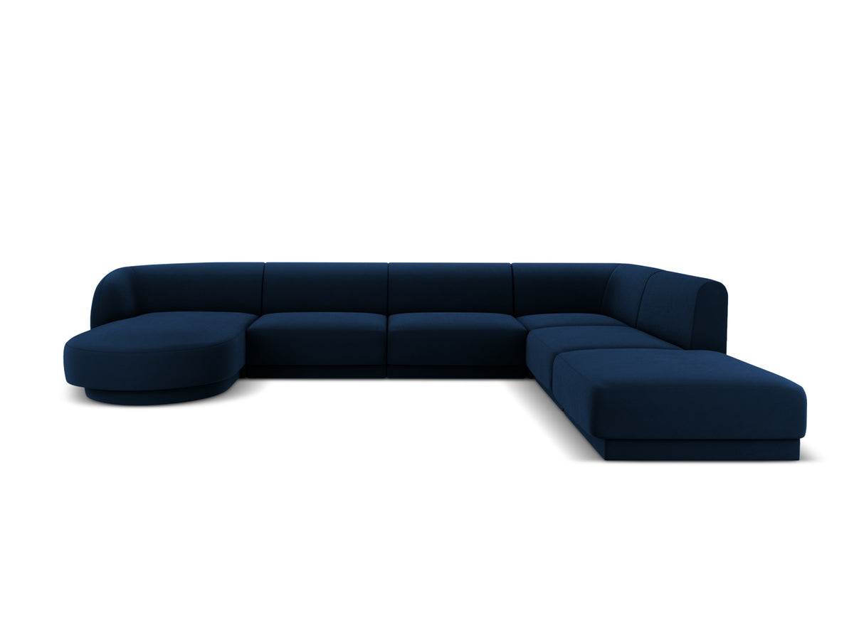 Miley Velour Panoramic Ecksofa rechts 6 Sitzer in Royal Blue-Bluvel präsentiert im Onlineshop von KAQTU Design AG. Ecksofa rechts ist von Micadoni