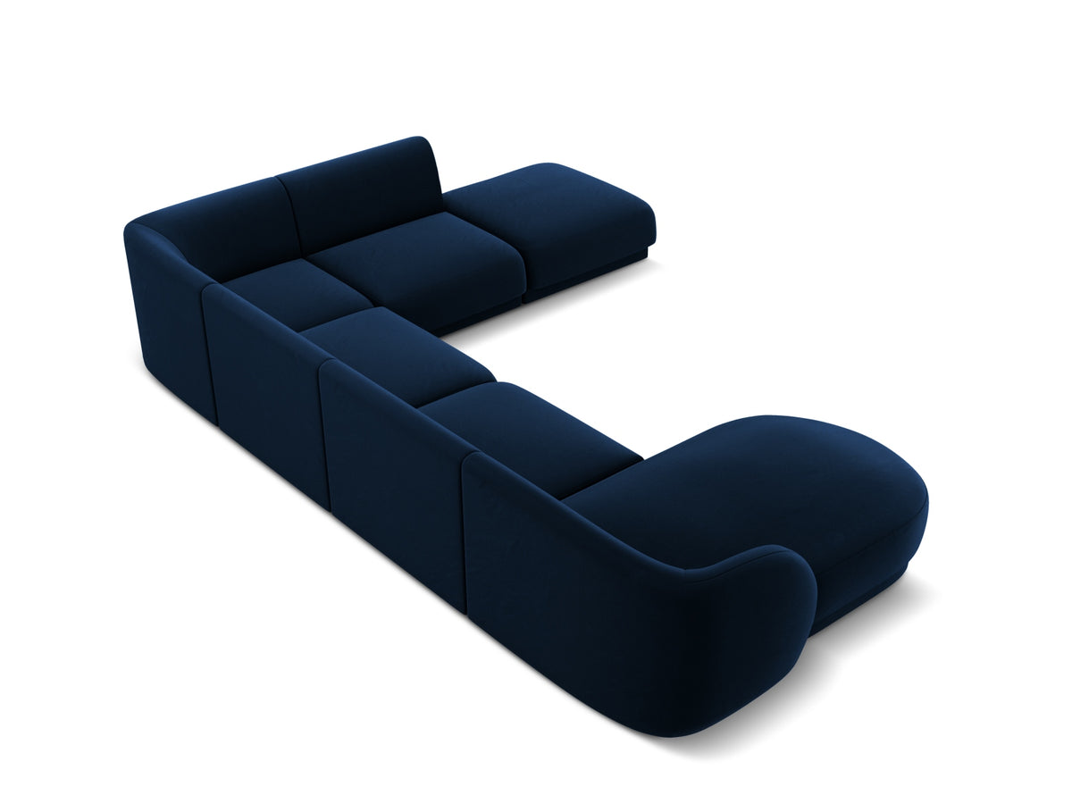 Miley Velour Panoramic Ecksofa rechts 6 Sitzer in Royal Blue-Bluvel präsentiert im Onlineshop von KAQTU Design AG. Ecksofa rechts ist von Micadoni