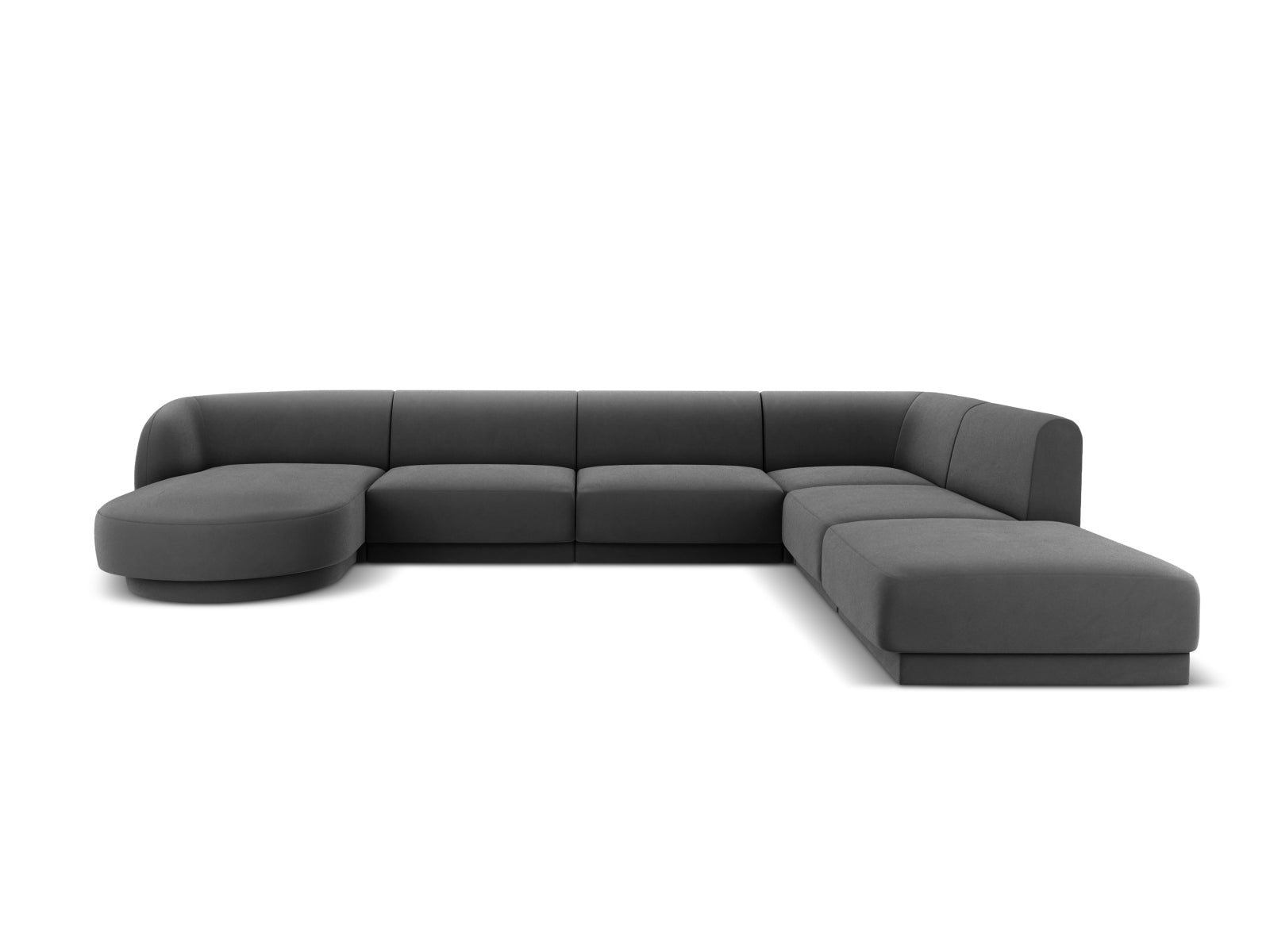 Miley Velour Panoramic Ecksofa rechts 6 Sitzer in Grey präsentiert im Onlineshop von KAQTU Design AG. Ecksofa rechts ist von Micadoni
