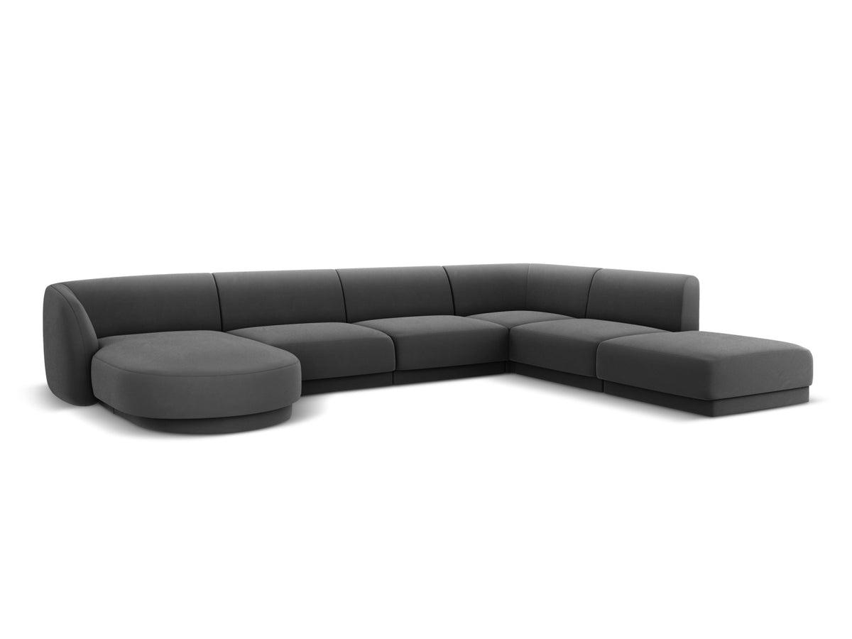 Miley Velour Panoramic Ecksofa rechts 6 Sitzer in Grey-Bluvel präsentiert im Onlineshop von KAQTU Design AG. Ecksofa rechts ist von Micadoni