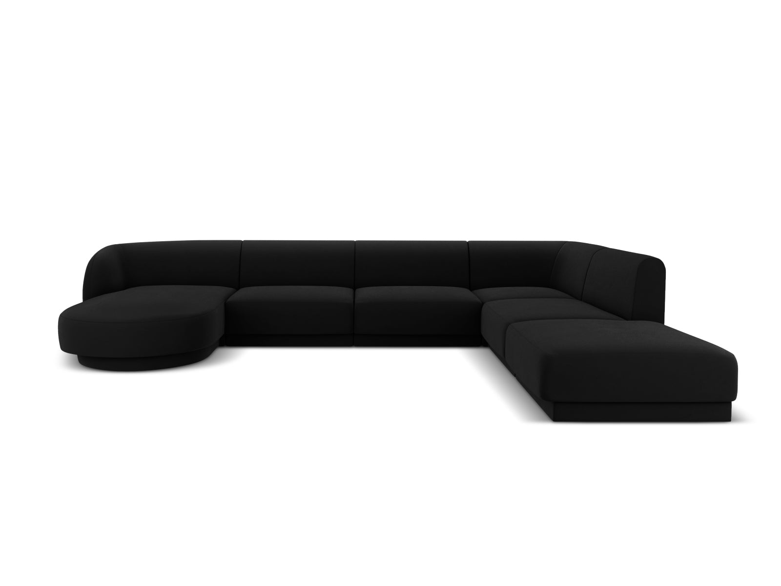 Miley Velour Panoramic Ecksofa rechts 6 Sitzer in Black präsentiert im Onlineshop von KAQTU Design AG. Ecksofa rechts ist von Micadoni