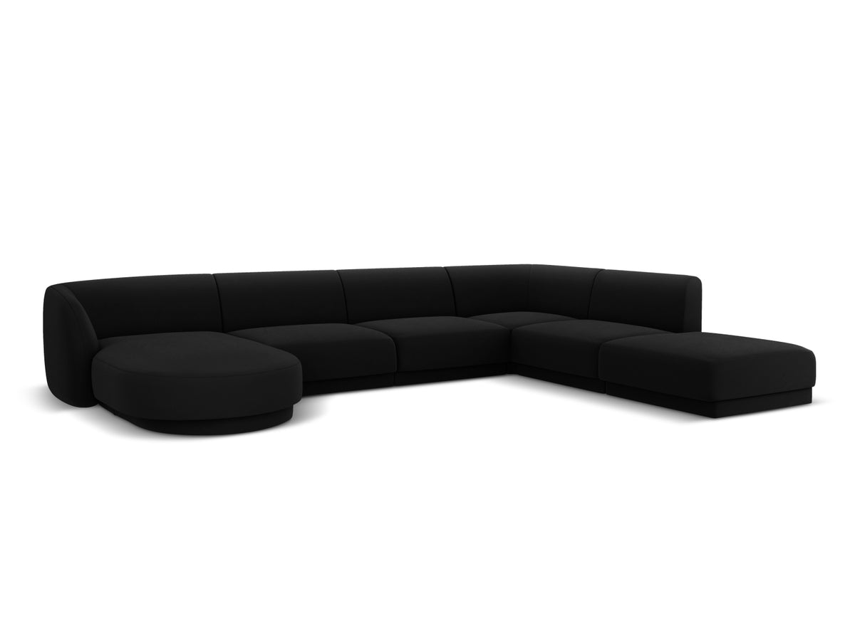 Miley Velour Panoramic Ecksofa rechts 6 Sitzer in Black-Bluvel präsentiert im Onlineshop von KAQTU Design AG. Ecksofa rechts ist von Micadoni