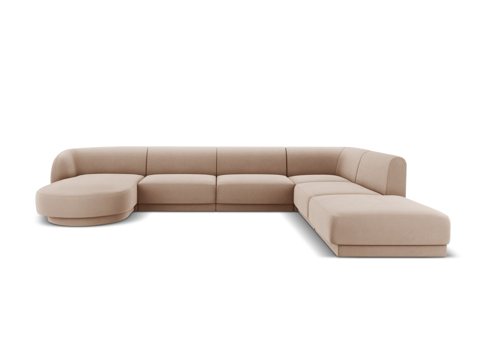 Miley Velour Panoramic Ecksofa rechts 6 Sitzer in Cappuccino präsentiert im Onlineshop von KAQTU Design AG. Ecksofa rechts ist von Micadoni