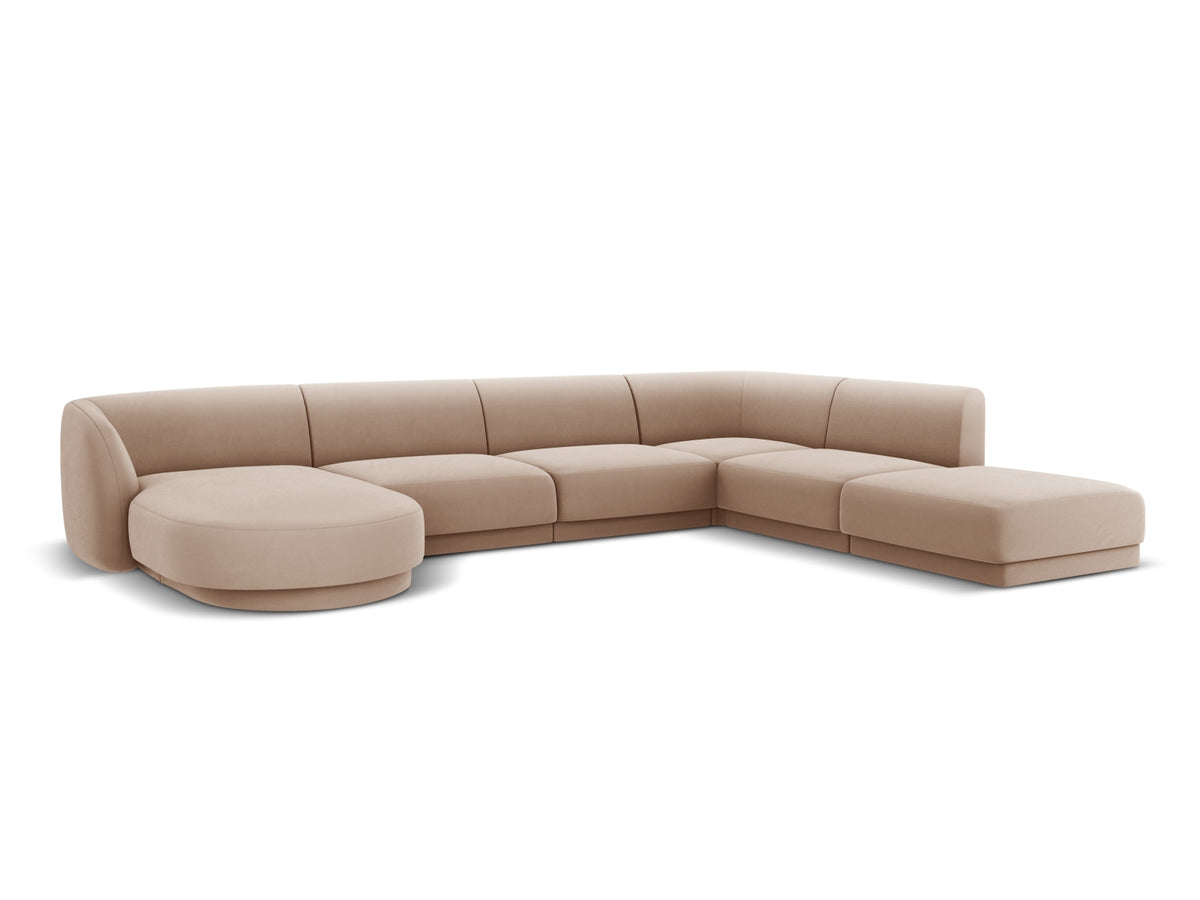 Miley Velour Panoramic Ecksofa rechts 6 Sitzer in Cappuccino-Bluvel präsentiert im Onlineshop von KAQTU Design AG. Ecksofa rechts ist von Micadoni