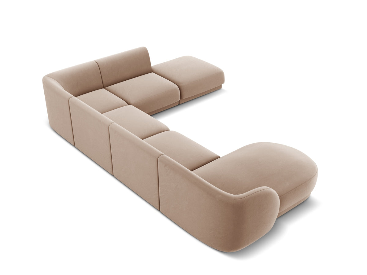 Miley Velour Panoramic Ecksofa rechts 6 Sitzer in Cappuccino-Bluvel präsentiert im Onlineshop von KAQTU Design AG. Ecksofa rechts ist von Micadoni