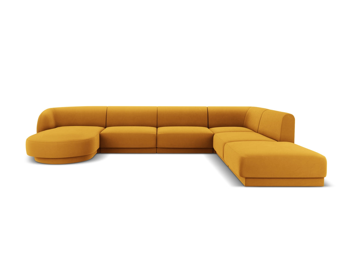 Miley Velour Panoramic Ecksofa rechts 6 Sitzer in Yellow-Bluvel präsentiert im Onlineshop von KAQTU Design AG. Ecksofa rechts ist von Micadoni