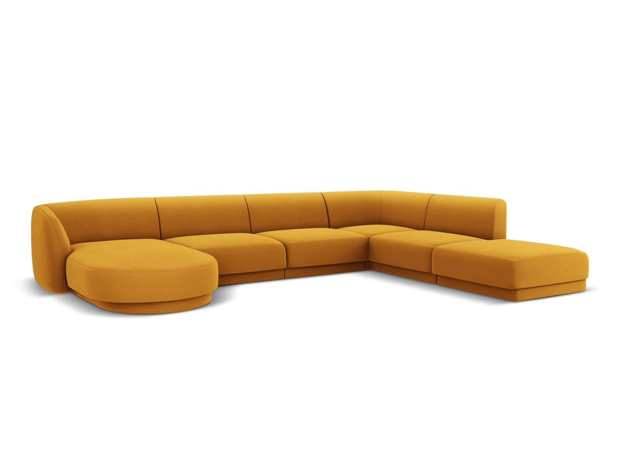 Miley Velour Panoramic Ecksofa rechts 6 Sitzer in Yellow-Bluvel präsentiert im Onlineshop von KAQTU Design AG. Ecksofa rechts ist von Micadoni
