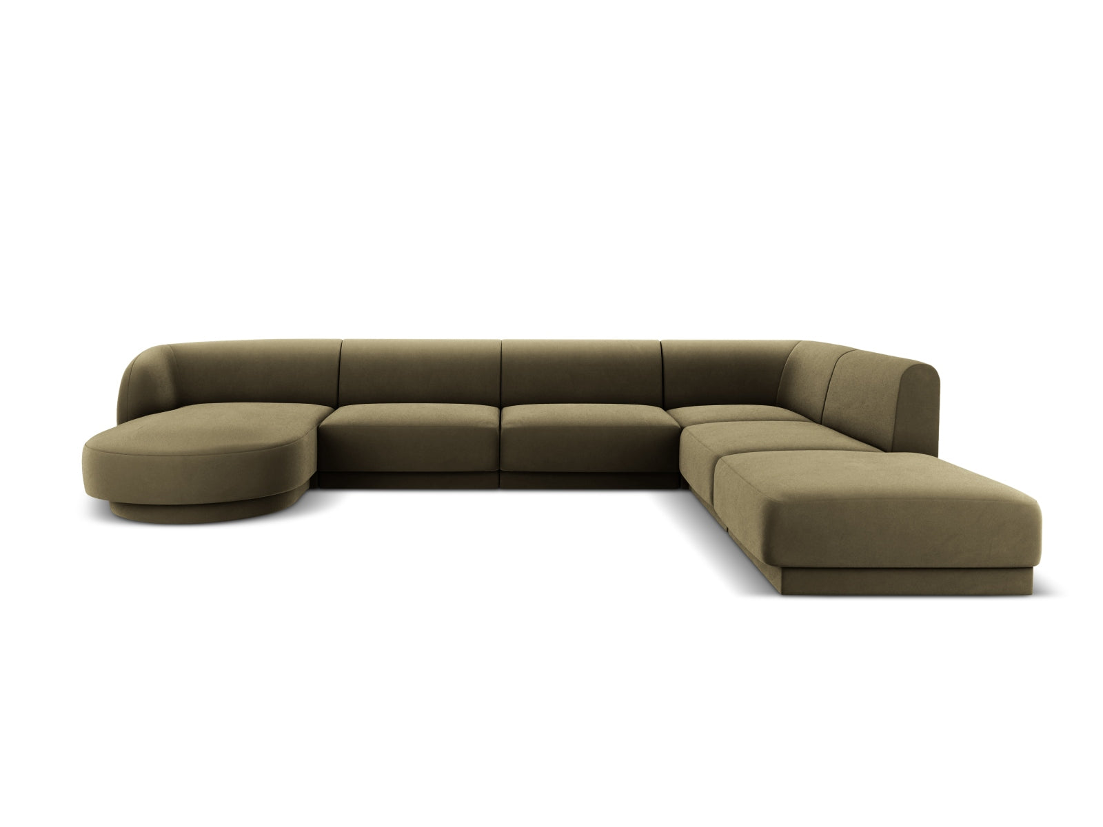 Miley Velour Panoramic Ecksofa rechts 6 Sitzer in Green präsentiert im Onlineshop von KAQTU Design AG. Ecksofa rechts ist von Micadoni