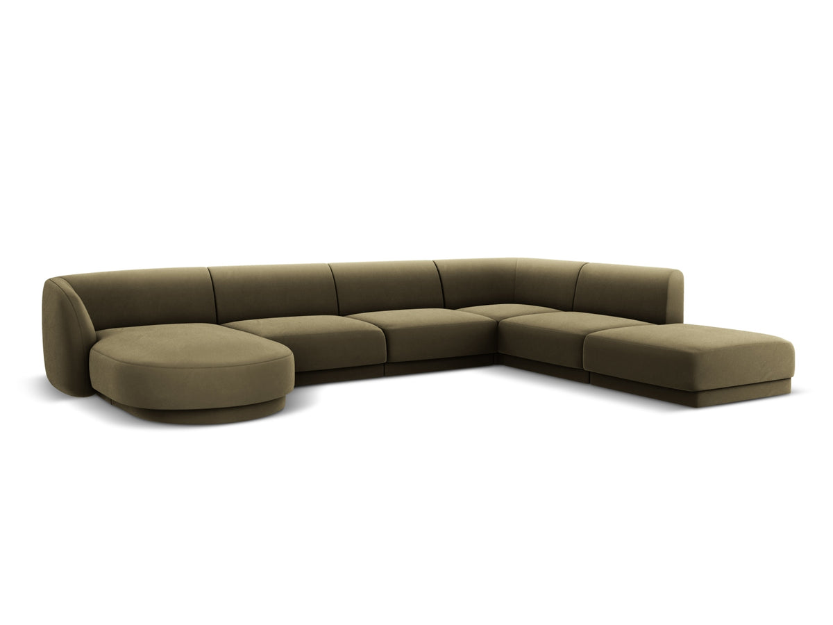 Miley Velour Panoramic Ecksofa rechts 6 Sitzer in Green-Bluvel präsentiert im Onlineshop von KAQTU Design AG. Ecksofa rechts ist von Micadoni