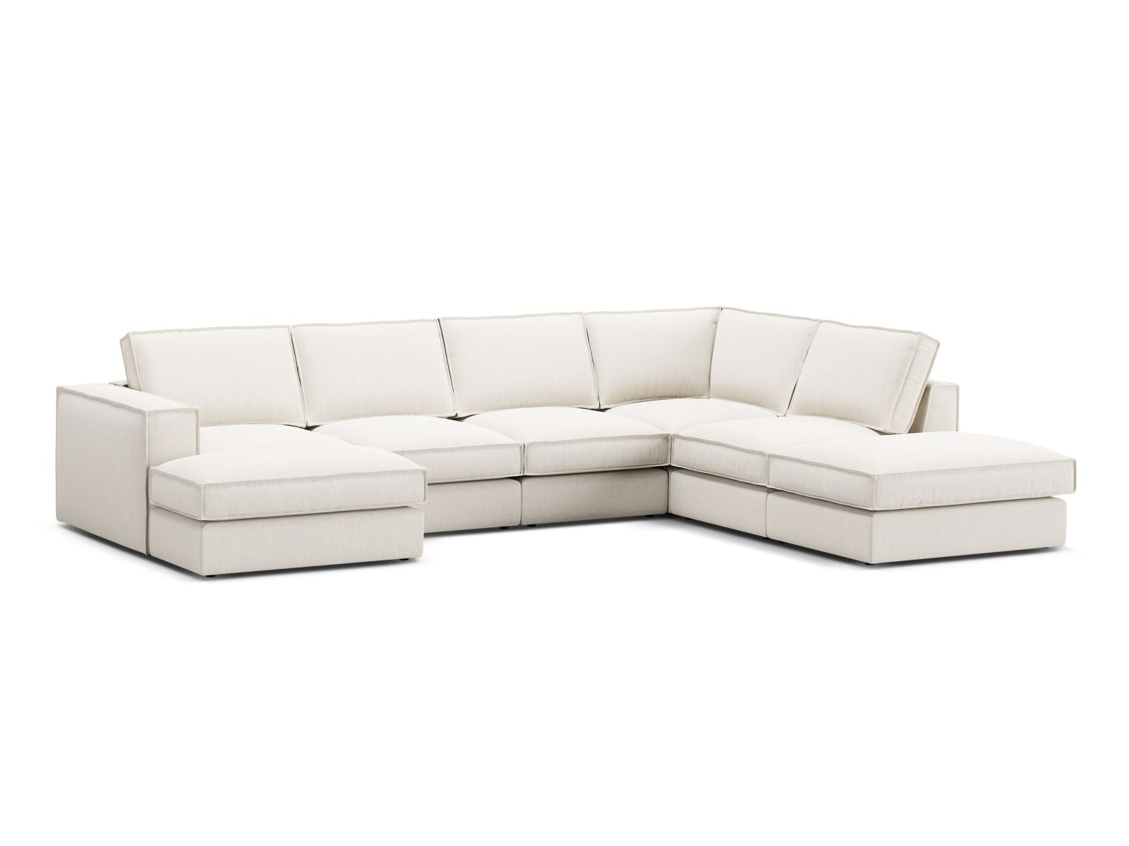 Elegantes 5-Sitzer Ecksofa Panoramic rechts in stilvollem Design, ideal für moderne Wohnräume, präsentiert von Micadoni.