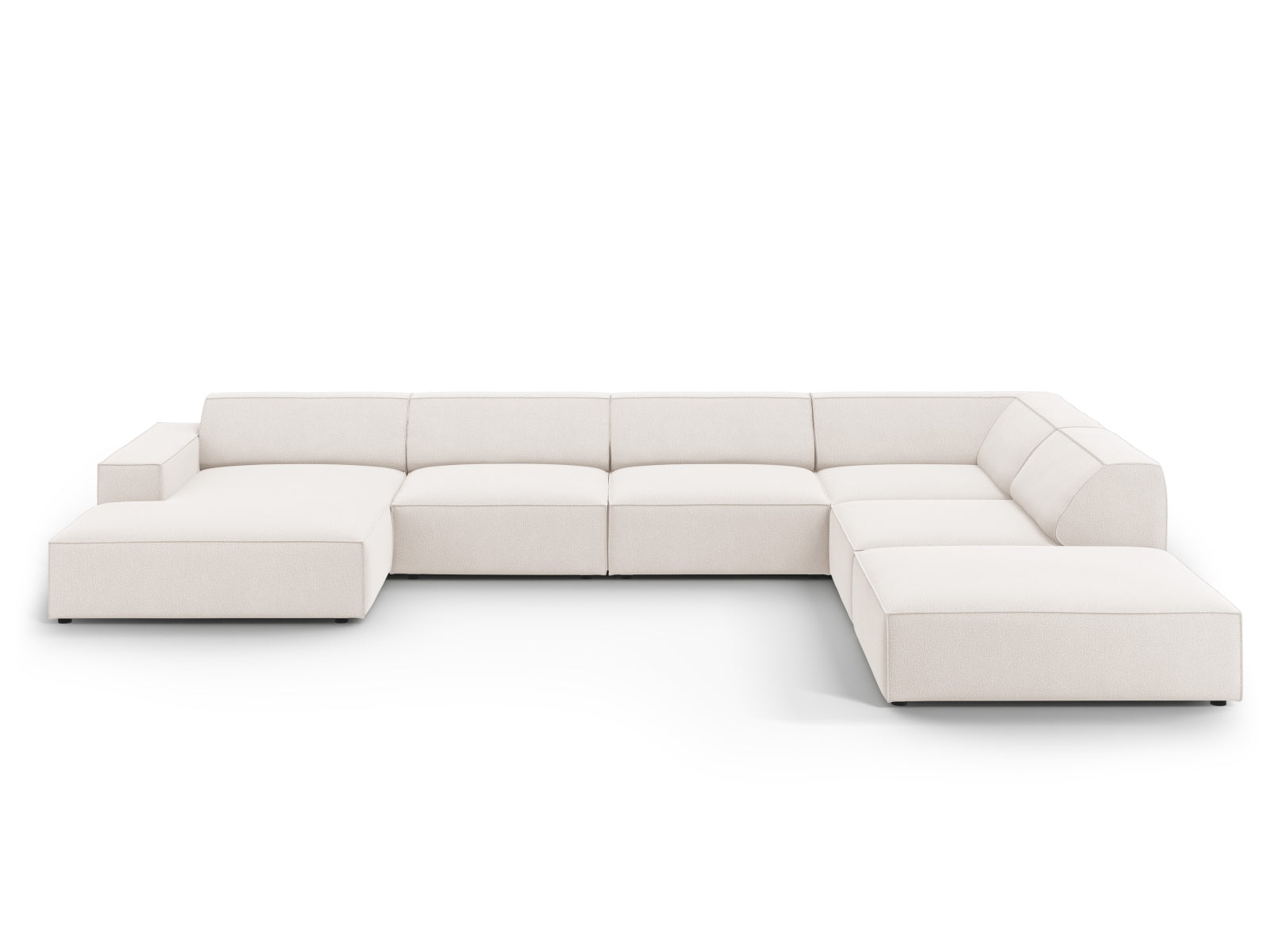Jodie Modulares Panoramic Ecksofa rechts 7 Sitzer in Light Beige-Megan präsentiert im Onlineshop von KAQTU Design AG. Ecksofa rechts ist von Micadoni