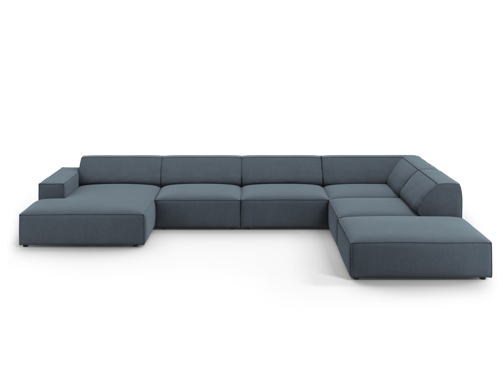 Jodie Modulares Panoramic Ecksofa rechts 7 Sitzer in Blue-Megan präsentiert im Onlineshop von KAQTU Design AG. Ecksofa rechts ist von Micadoni