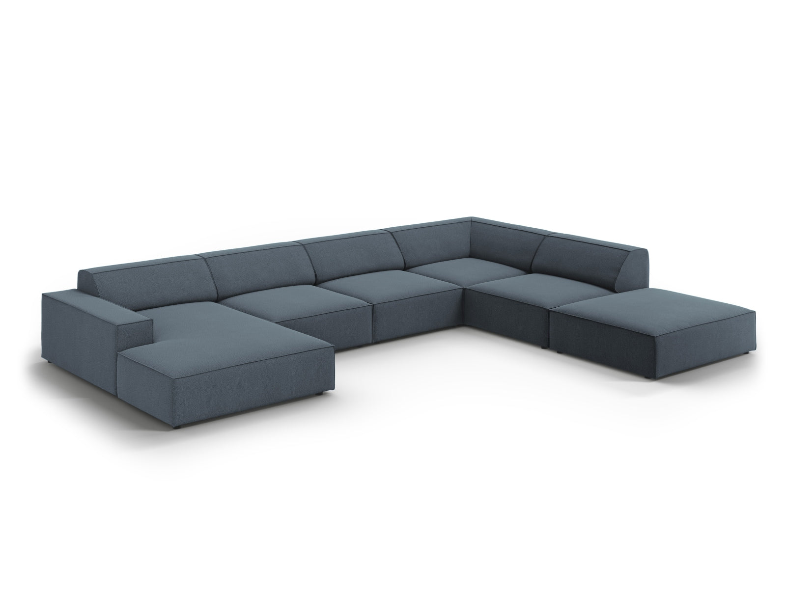 Modernes, modulares Ecksofa in stilvollem Blau, 7-Sitzer, bietet großzügigen Platz und zeitgemäßes Design für Ihr Zuhause.