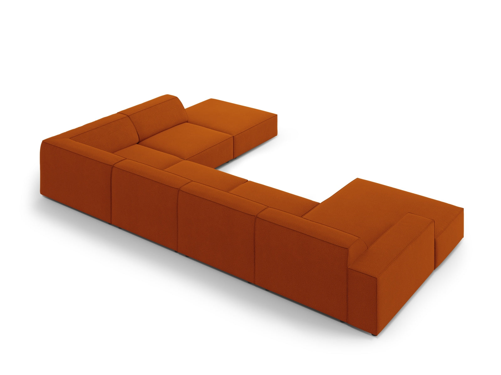 Elegantes, modulares Ecksofa Jodie in stilvollem Terracotta, 7-Sitzer für gemütliche Stunden und zeitgemäße Einrichtung.