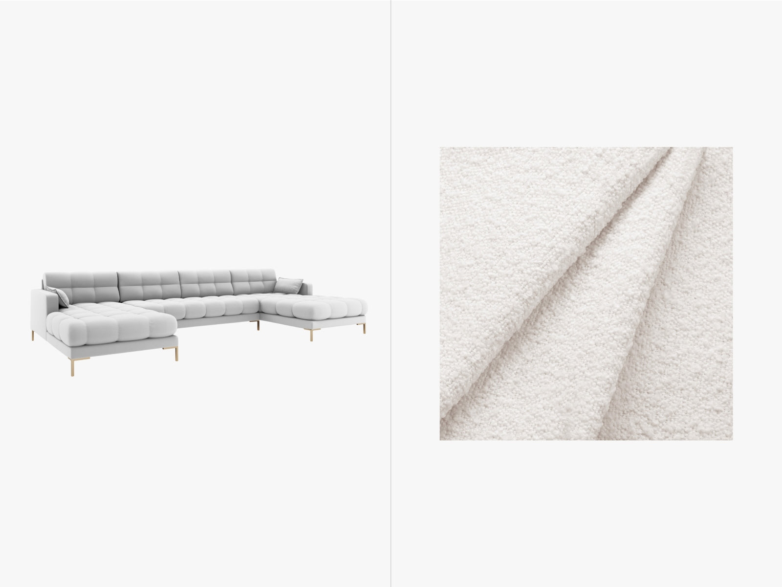 Mamaia Panoramic Sofa 6 Sitzer in White/Gold präsentiert im Onlineshop von KAQTU Design AG. 5er Sofa ist von Micadoni