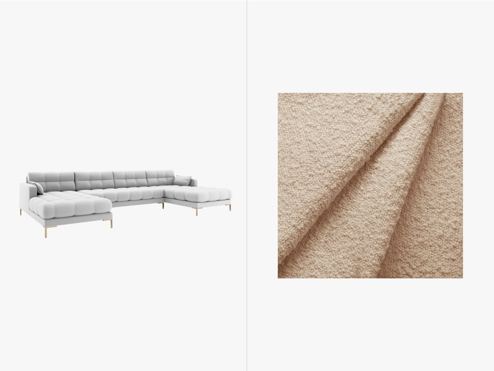 Mamaia Panoramic Sofa 6 Sitzer in Beige/Gold präsentiert im Onlineshop von KAQTU Design AG. 5er Sofa ist von Micadoni